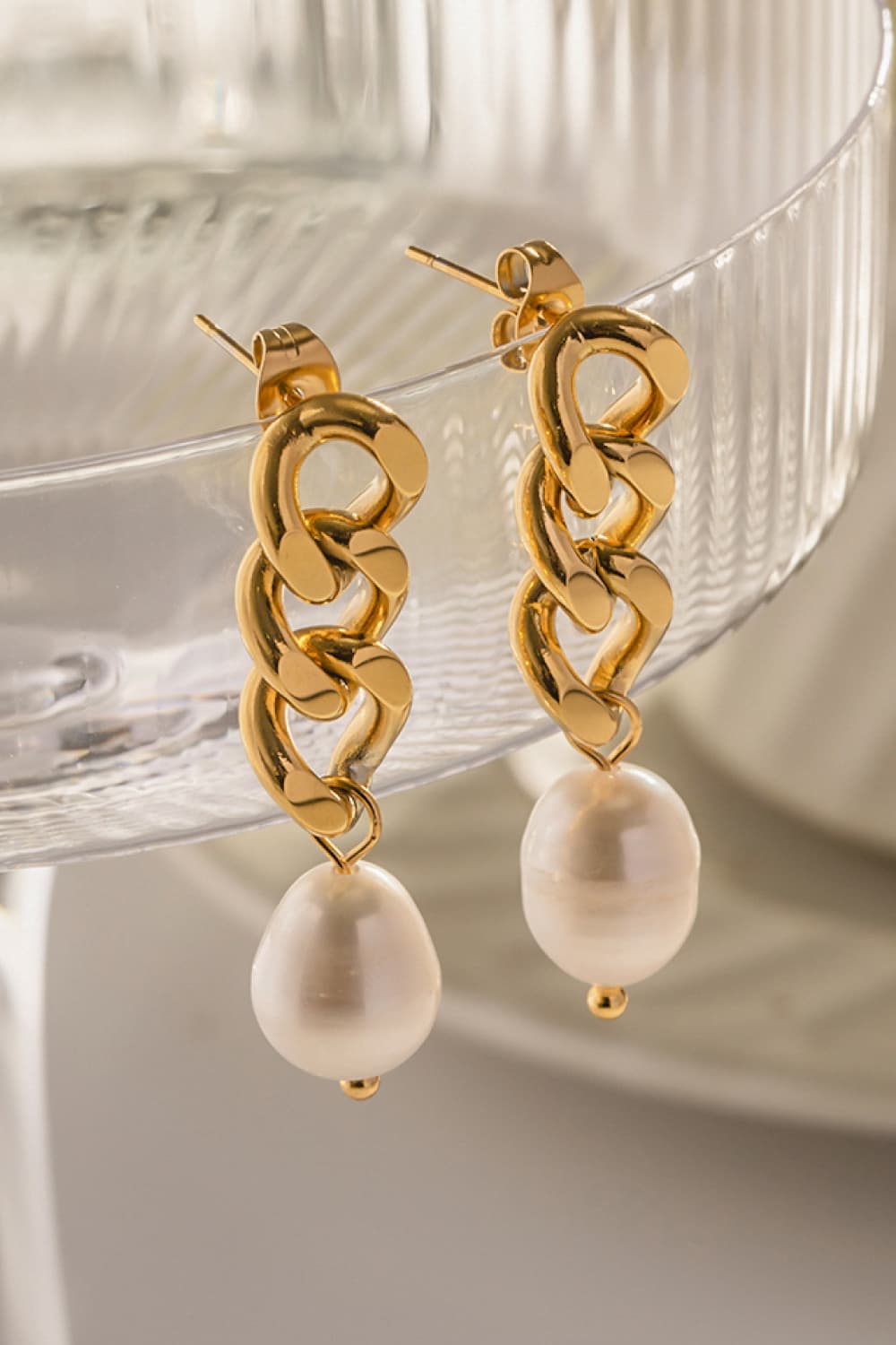 Stainless Steel Pearl Earrings